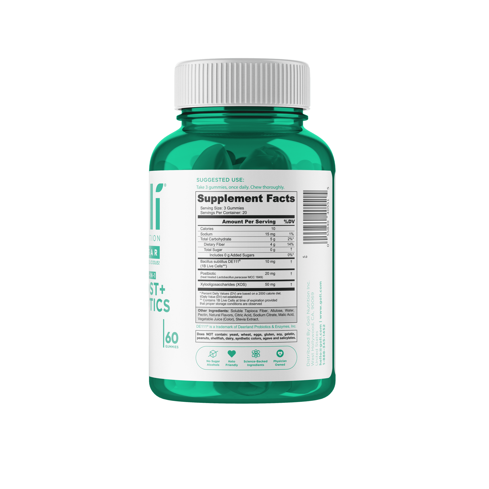 Goli Nutrition Pre-Post-Probiotic Zero Sugar Gummies