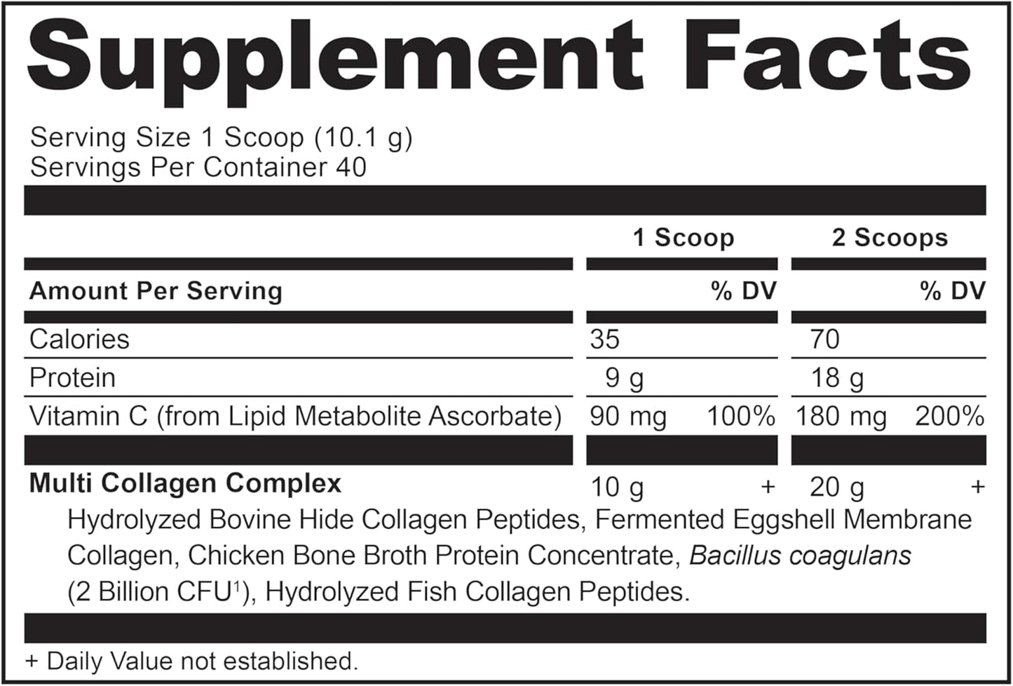 Collagen Peptides Powder, Multi Collagen Protein, Women & Men, Vitamin C, Probiotics, Hydrolyzed Collagen, Supports Skin, Joints, Gut Health, Unflavored, 40 Servings