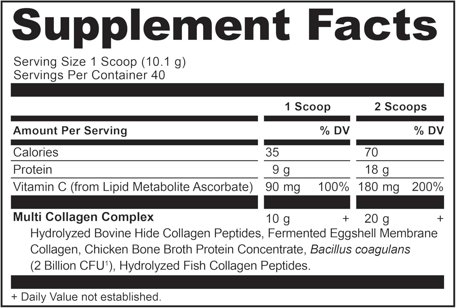 Collagen Peptides Powder, Multi Collagen Protein, Women & Men, Vitamin C, Probiotics, Hydrolyzed Collagen, Supports Skin, Joints, Gut Health, Unflavored, 40 Servings