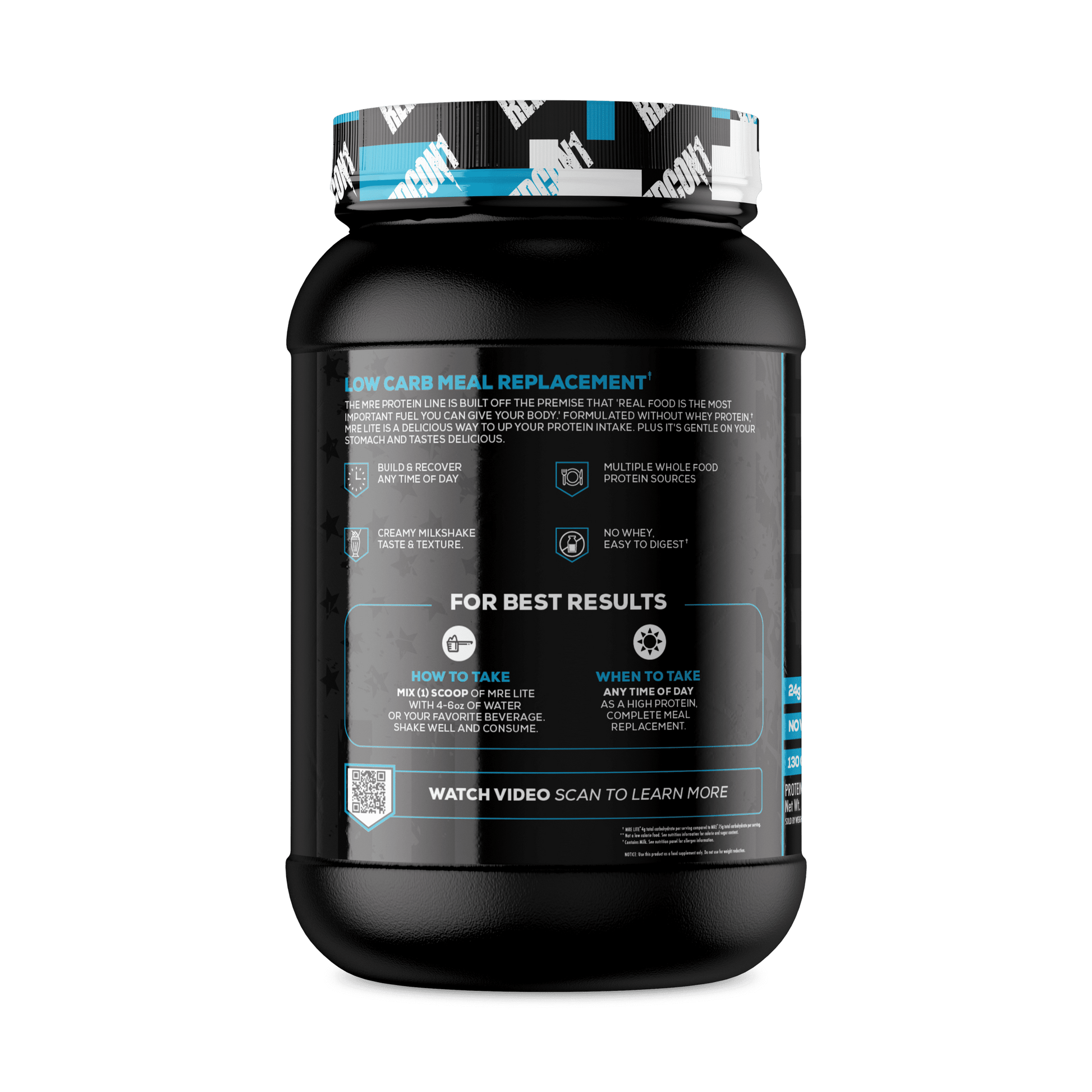 MRE Lite Whole Food Protein Powder, Cookies N' Cream - Low Carb & Whey Free Meal Replacement with Animal Protein Blends - Easy to Digest Supplement Made with MCT Oils (30 Servings)