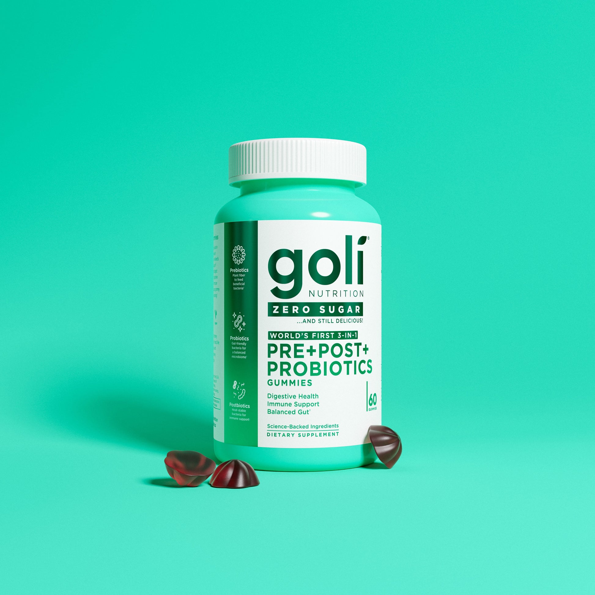 Goli Nutrition Pre-Post-Probiotic Zero Sugar Gummies