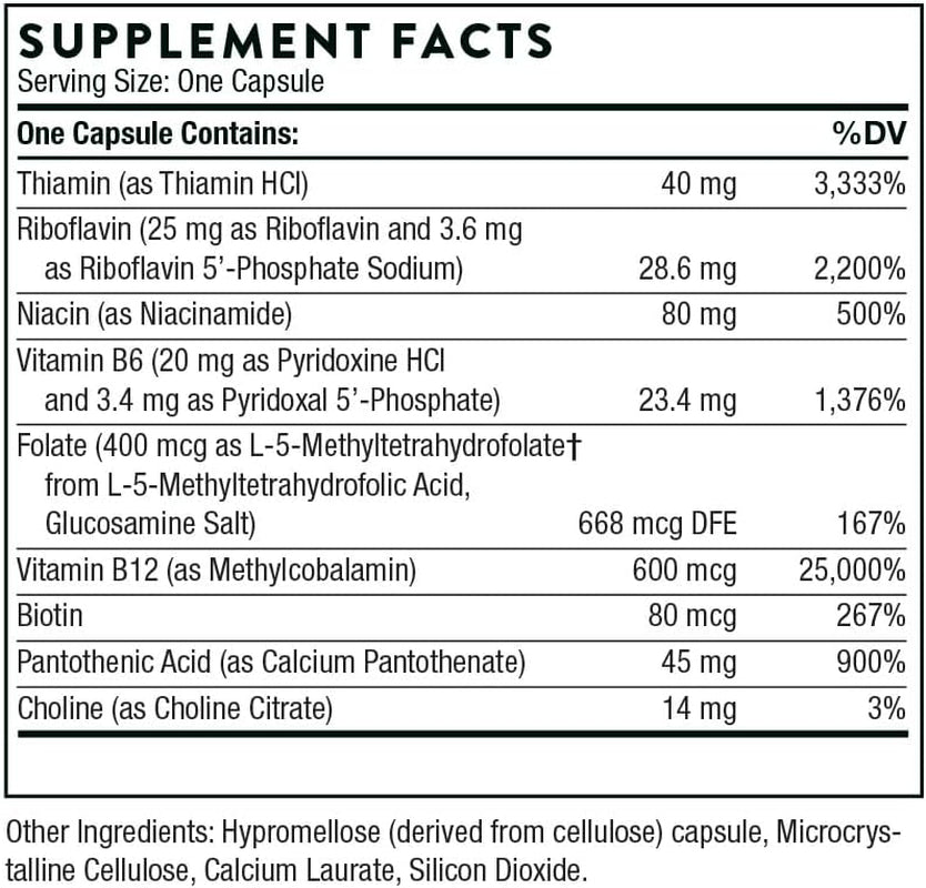 - B-Complex #12 - Vitamin B Complex with Active B12 and Folate - 60 Capsules