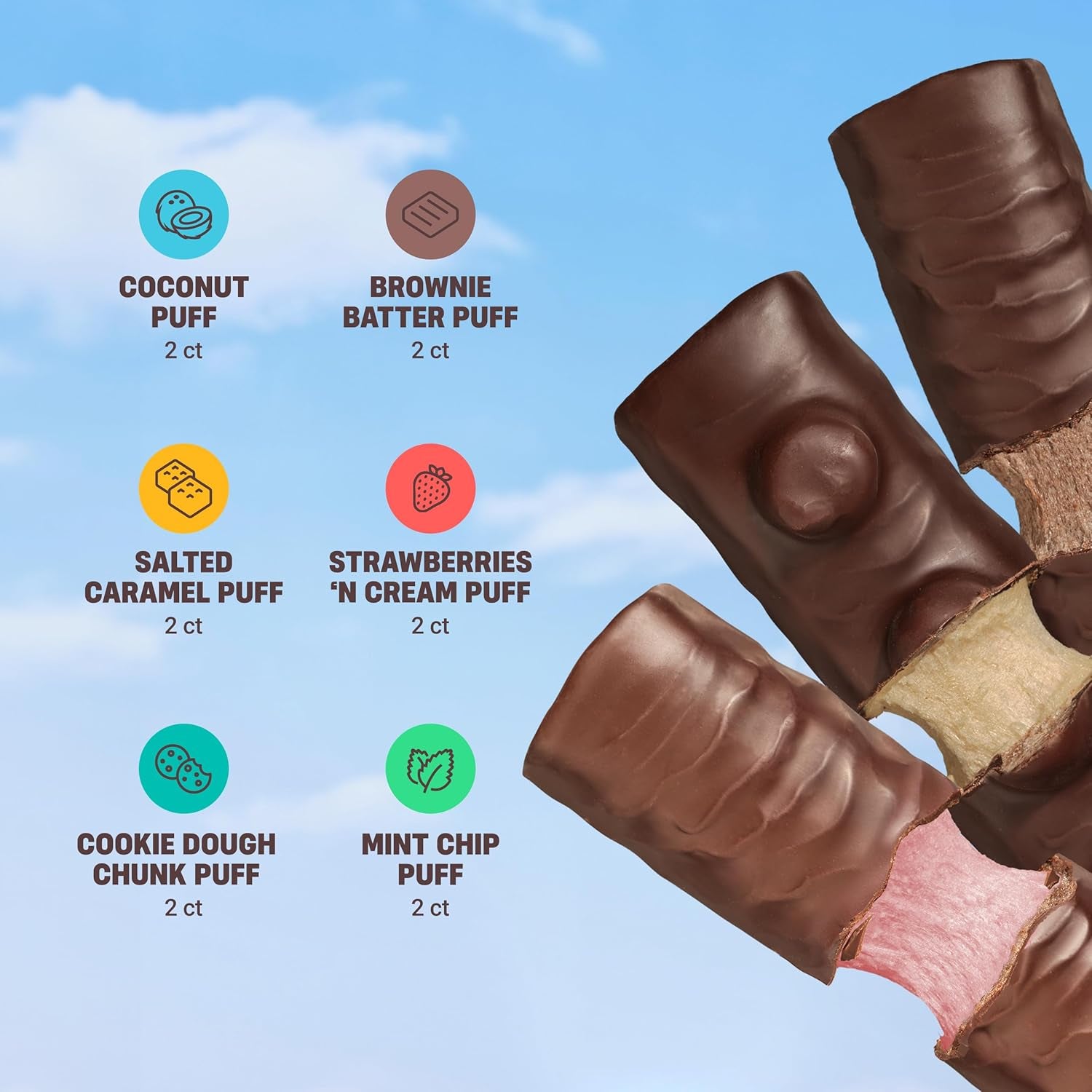 , Puff Protein Bars, Variety Pack, Collagen, On-The-Go Snacks, Breakfast Bar, Mixed Sampler, 12 Pack