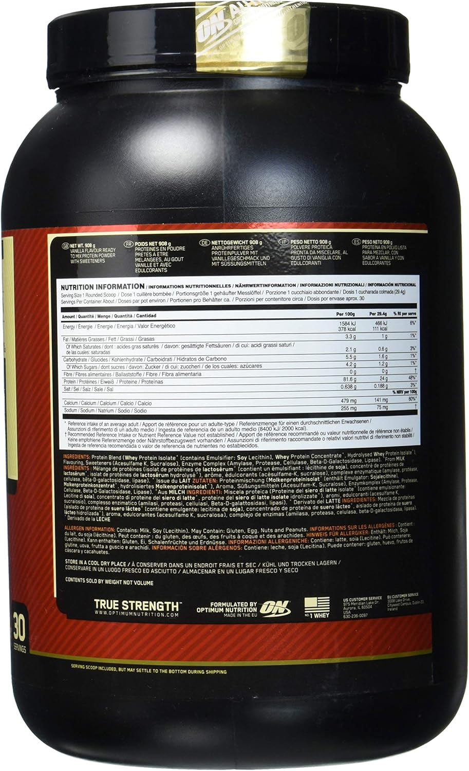 100% Whey Gold Standard, Vanilla Ice Cream, 2 Pound