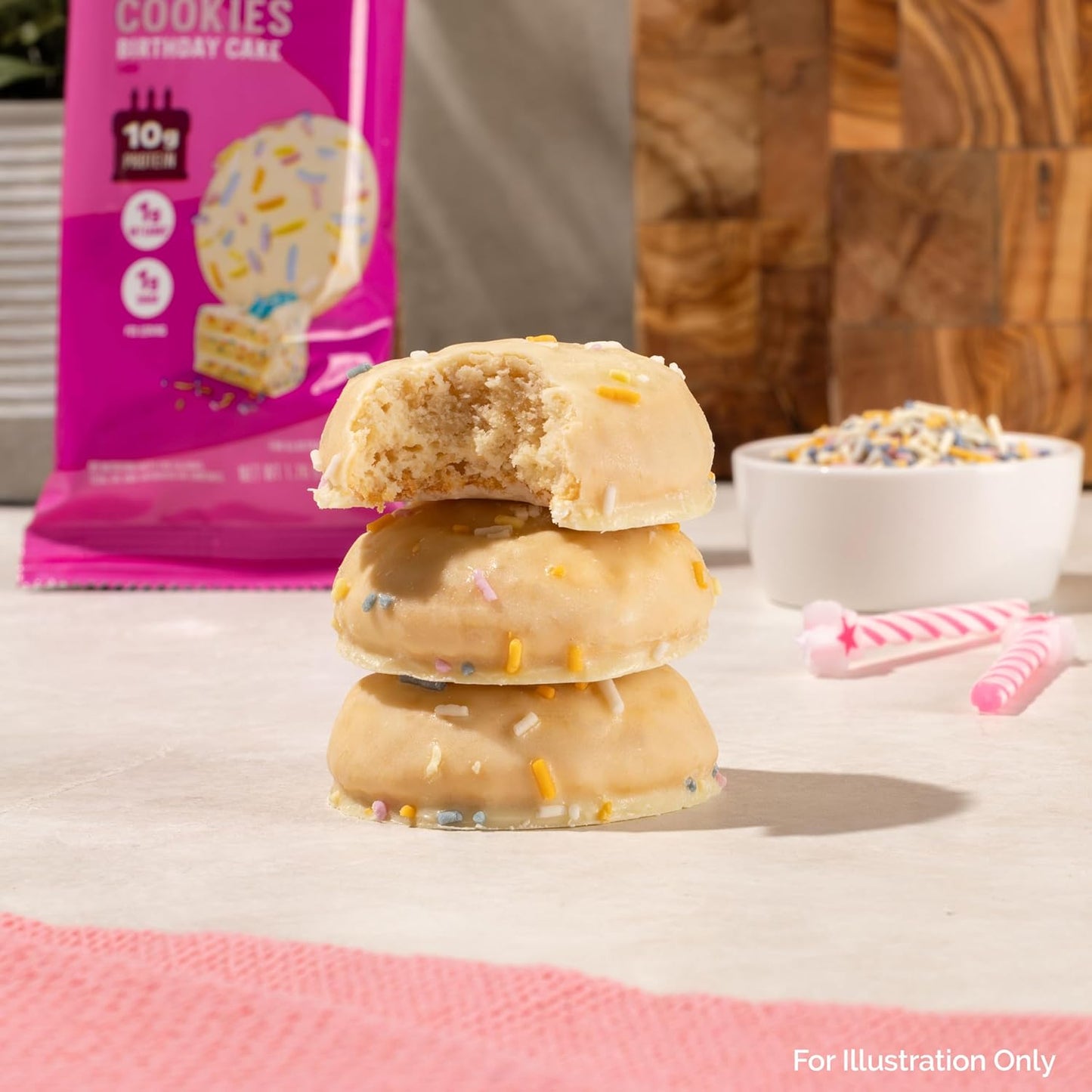 Nutrition Frosted Cookies Twin Pack, Birthday Cake, 1G Sugar, 10G Protein, 2G Net Carbs, Gluten Free, 8 Count(Pack of 1)