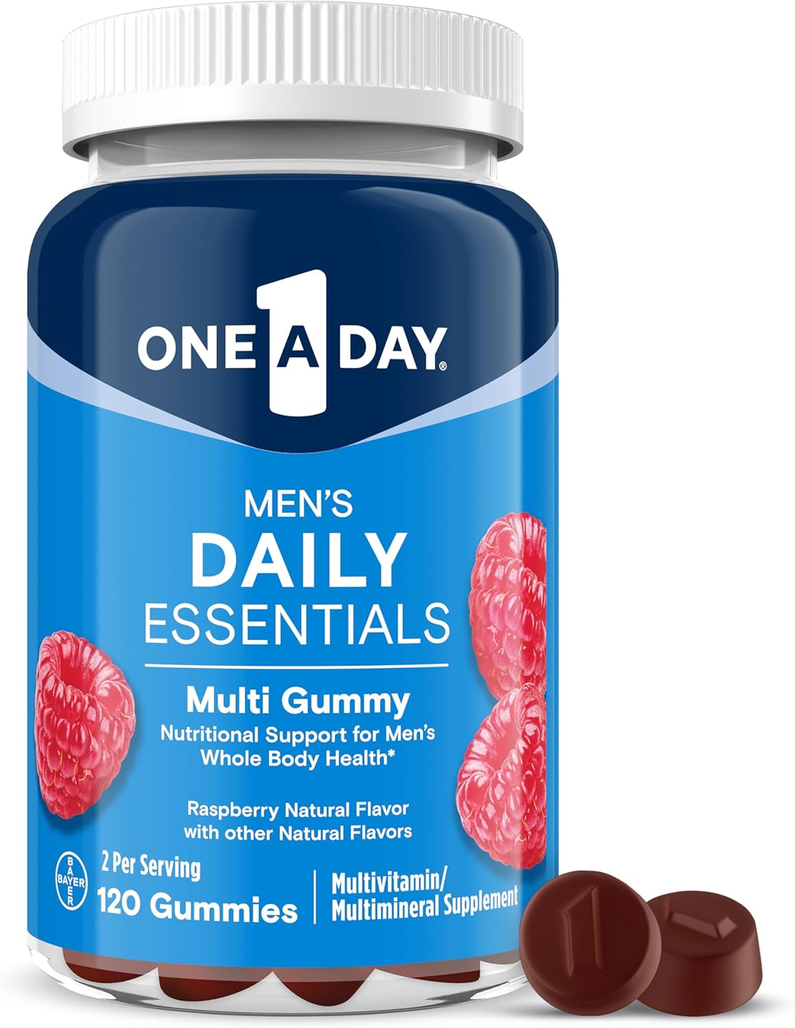 Men’S Daily Essentials Multivitamin Gummies, Multivitamin for Men, Bone Health, Zinc, Raspberry Natural Flavor, 120 Gummies