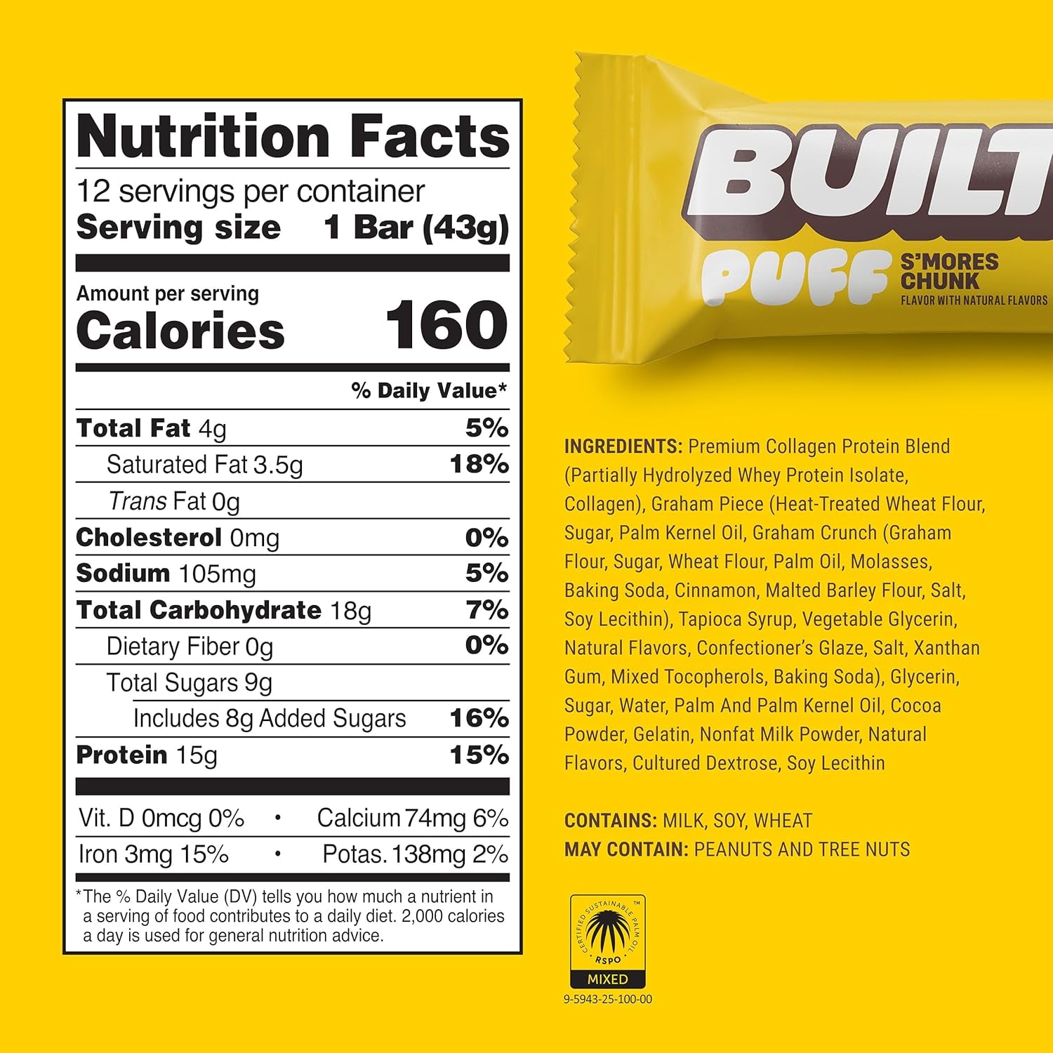 Built Puff Protein Bars - S'Mores Chunk