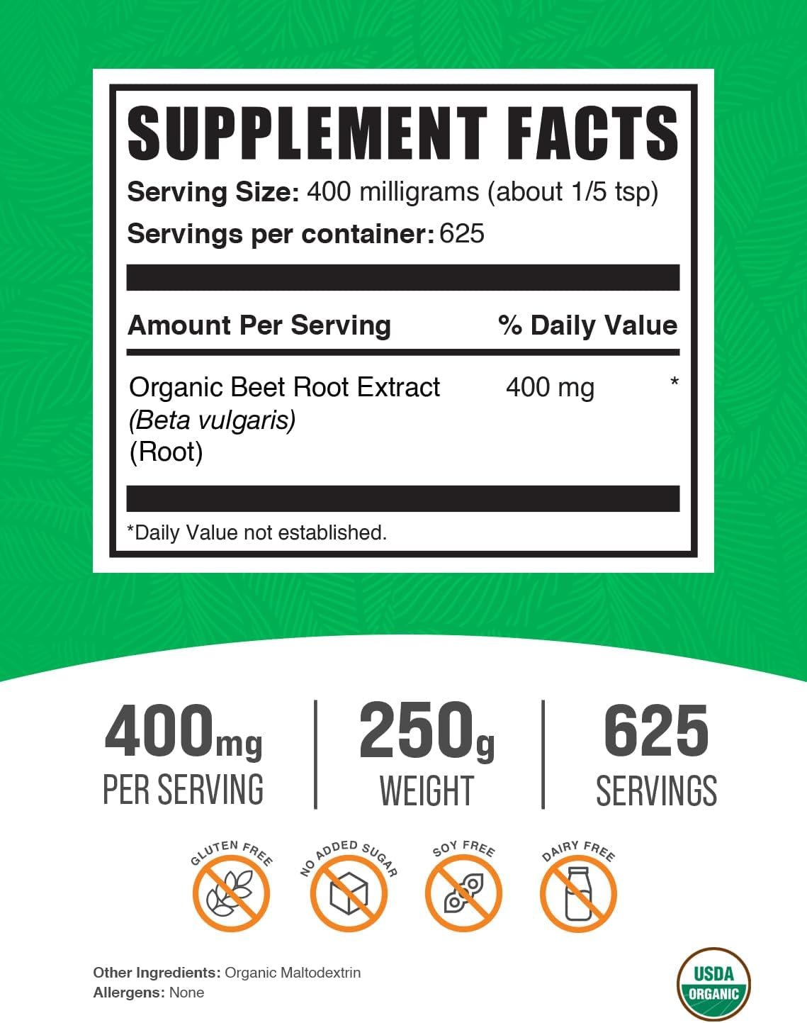 .Com Organic Beet Root Extract Powder - Organic Beet Root Powder, Superfood Supplement - Vegan & Gluten Free, 400Mg per Serving, 250G (8.8 Oz) (Pack of 1)