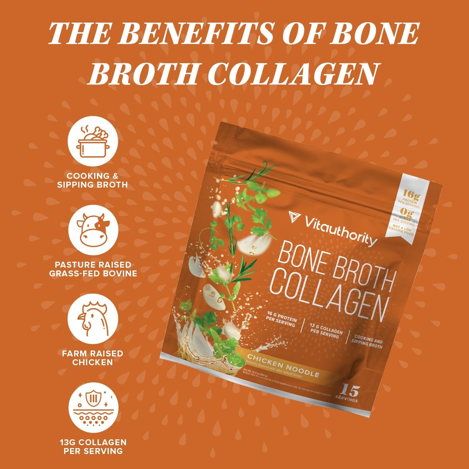 Vitauthority Bone Broth Collagen - Chicken Noodle 