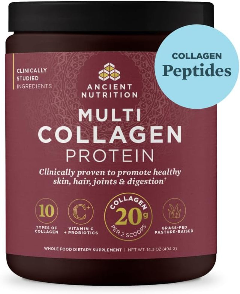 Collagen Peptides Powder, Multi Collagen Protein, Women & Men, Vitamin C, Probiotics, Hydrolyzed Collagen, Supports Skin, Joints, Gut Health, Unflavored, 40 Servings