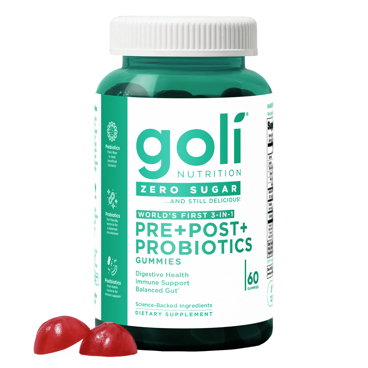 Goli Nutrition Pre-Post-Probiotic Zero Sugar Gummies