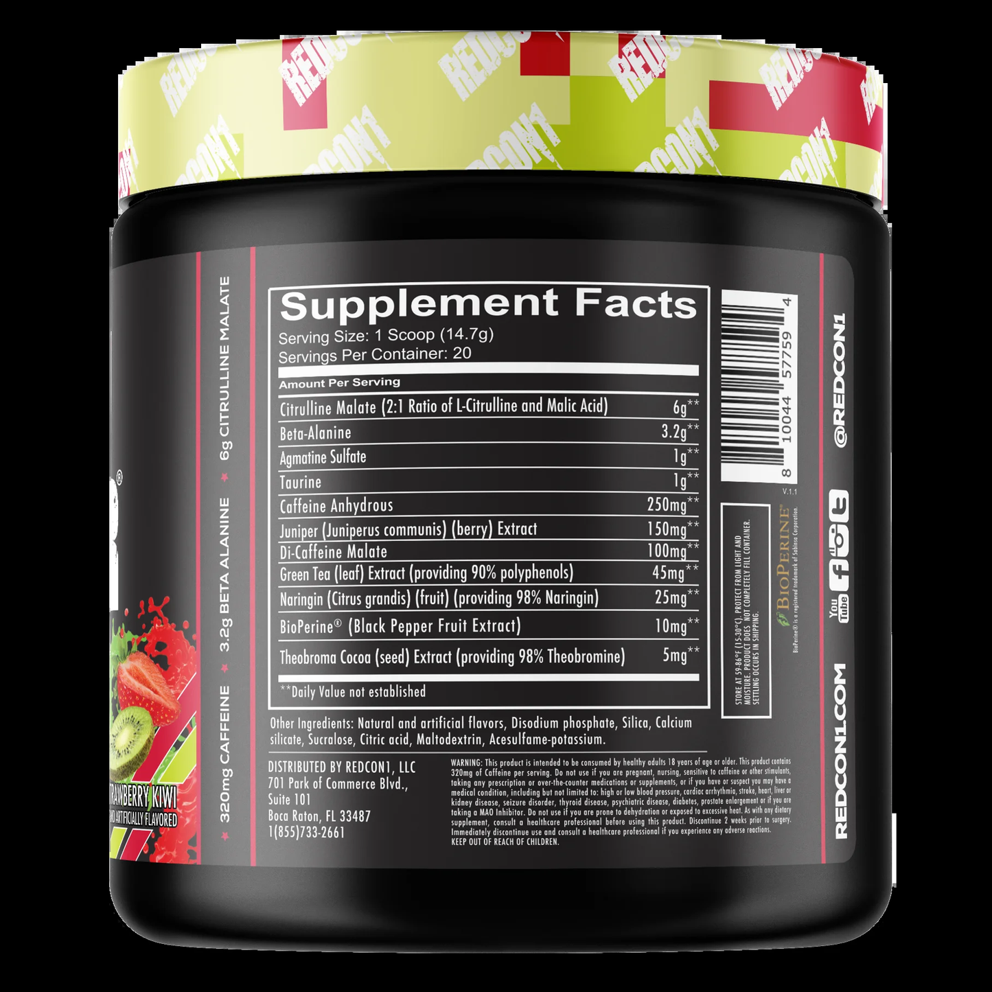 RedCon1 Total War Pre Workout Powder - Strawberry Kiwi