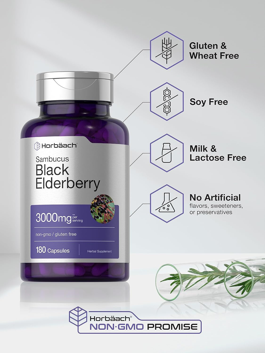 Black Elderberry | 3000Mg Capsules | 180 Count | Non-Gmo, Gluten Free | Sambucus Extract Supplement