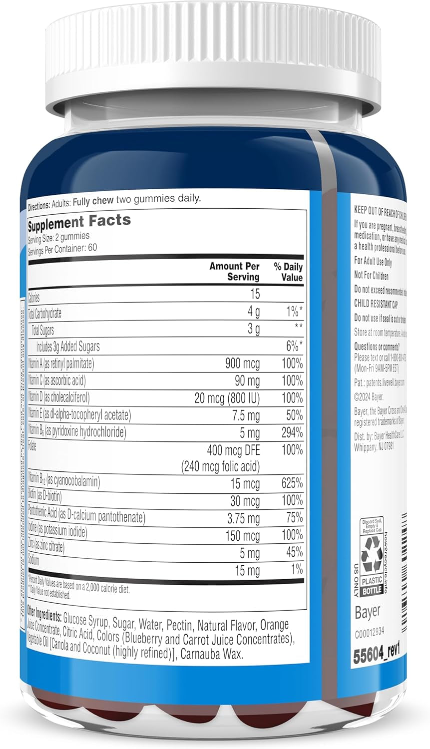 Men’S Daily Essentials Multivitamin Gummies, Multivitamin for Men, Bone Health, Zinc, Raspberry Natural Flavor, 120 Gummies