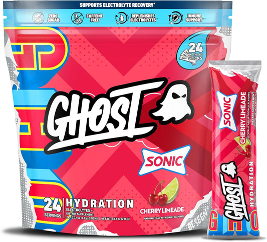 Hydration Packets, Sonic Cherry Limeade, 24 Sticks, Electrolyte Powder - Drink Mix Supplement with Magnesium, Potassium, Calcium, Vitamin C - Vegan Friendly, Free of Soy, Sugar & Gluten