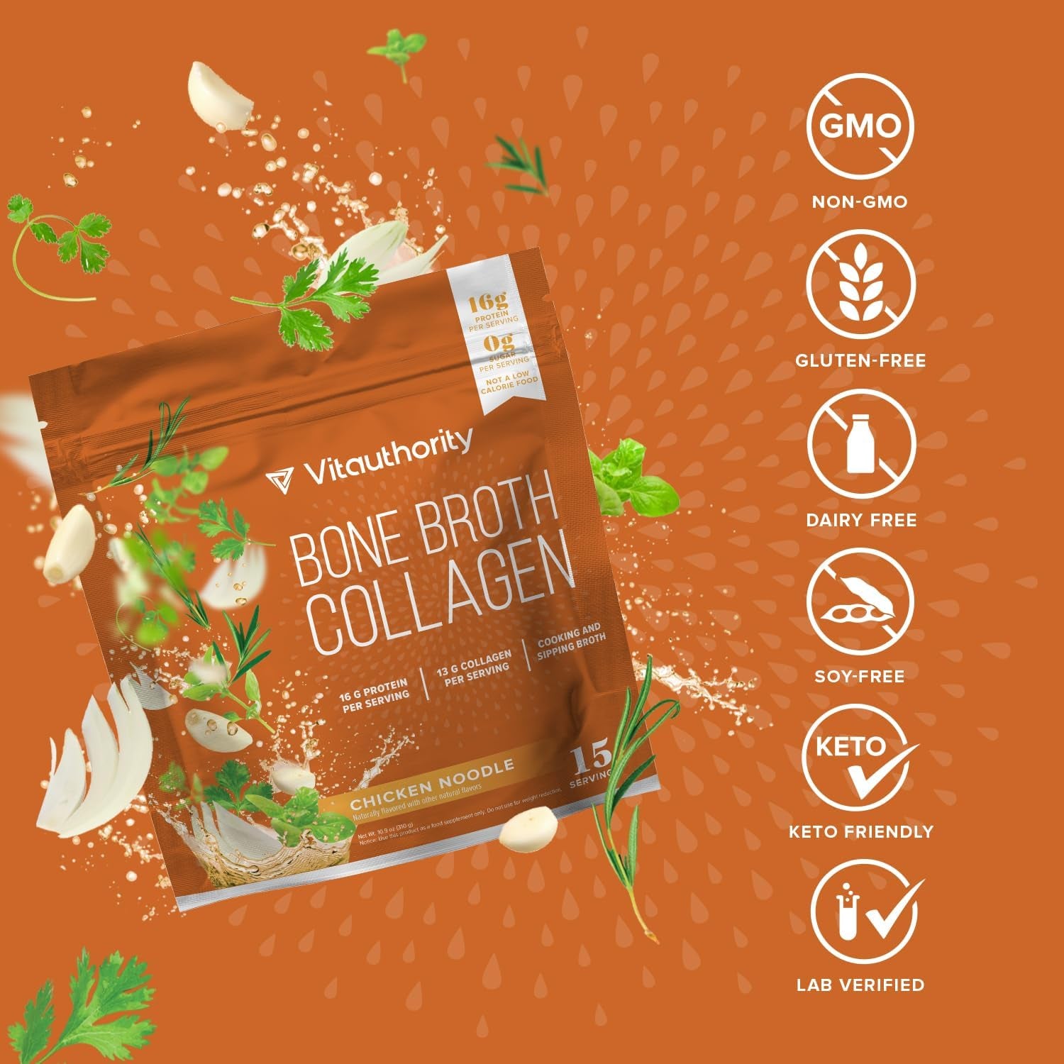 Vitauthority Bone Broth Collagen - Chicken Noodle 