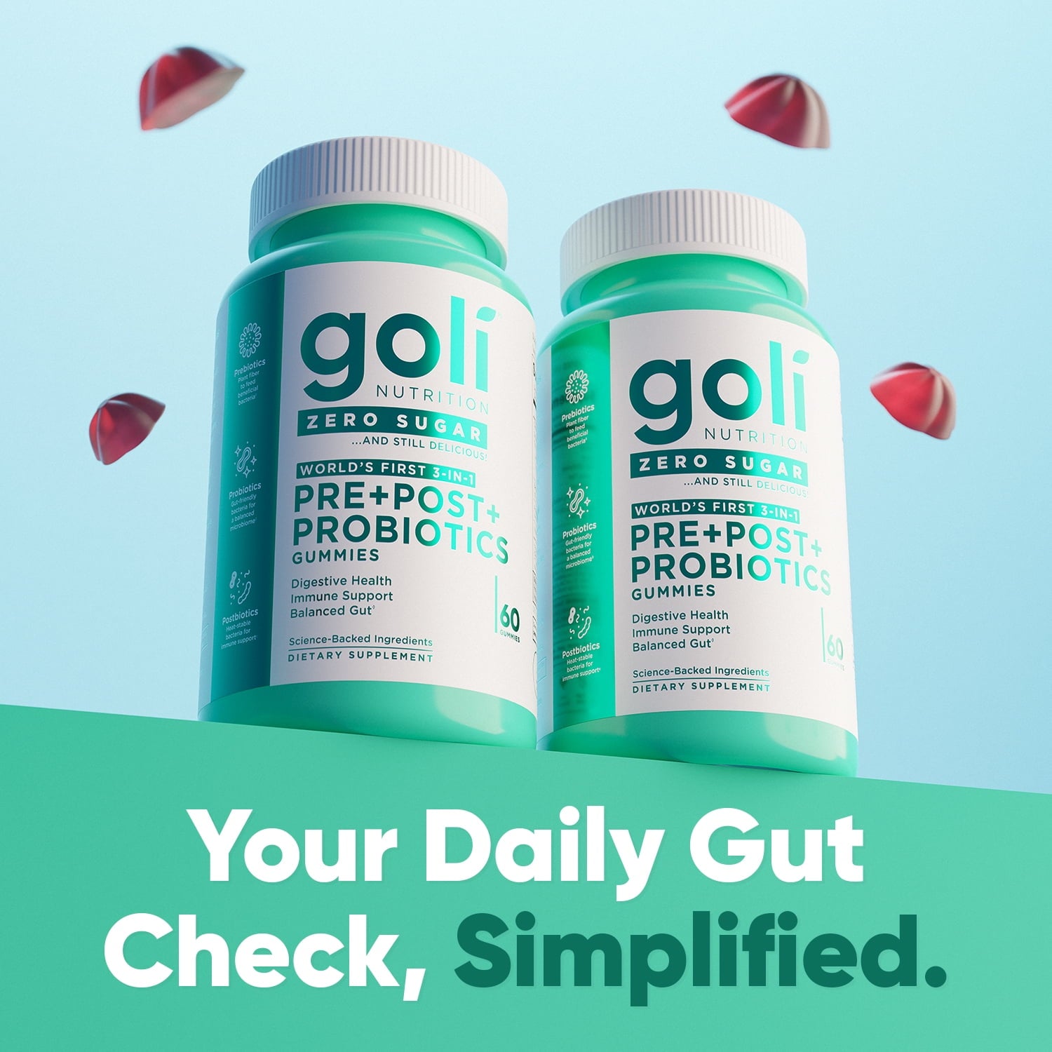 Goli Nutrition Pre-Post-Probiotic Zero Sugar Gummies