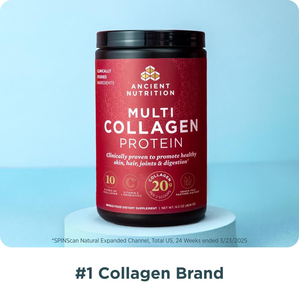 Collagen Peptides Powder, Multi Collagen Protein, Women & Men, Vitamin C, Probiotics, Hydrolyzed Collagen, Supports Skin, Joints, Gut Health, Unflavored, 40 Servings