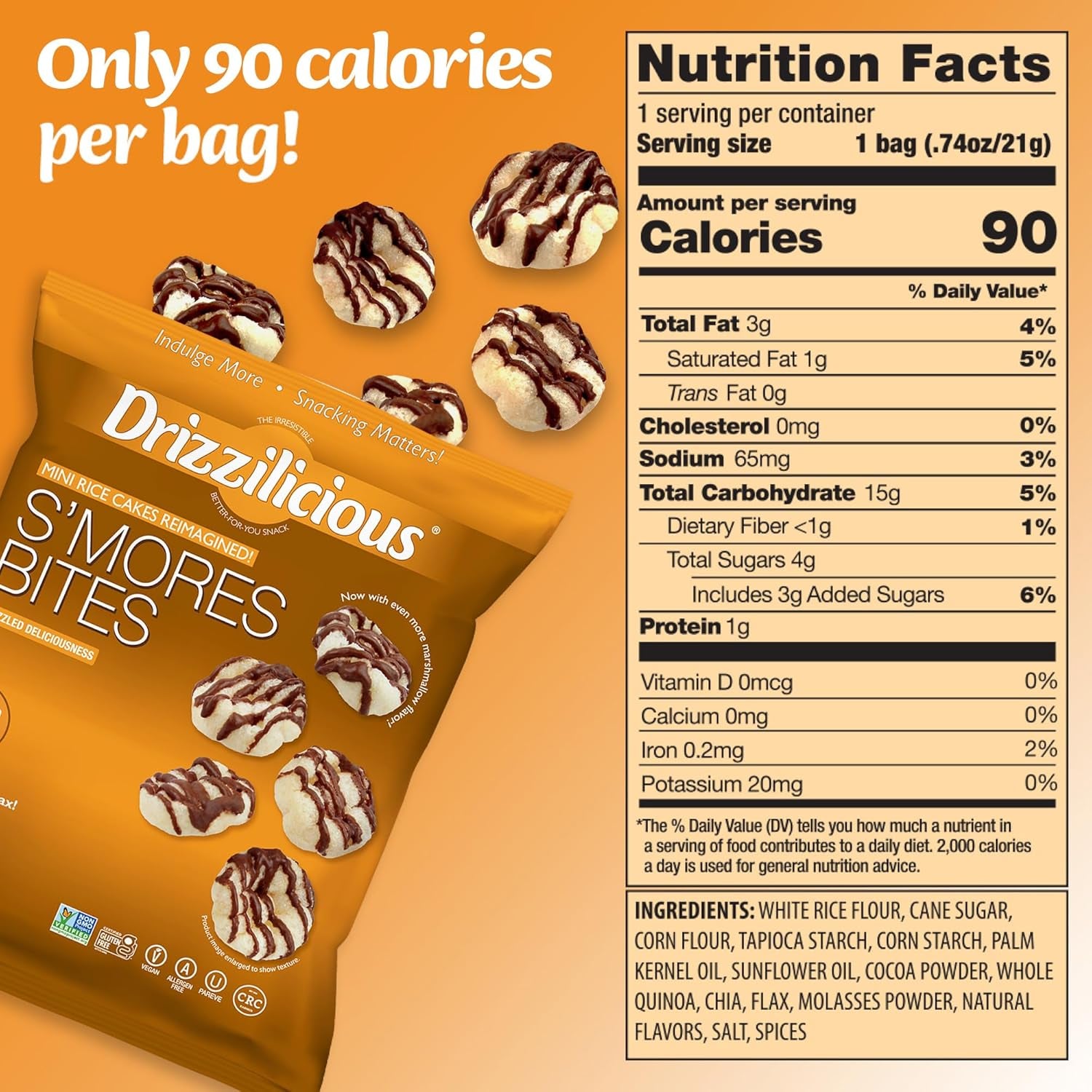 Mini Rice Cakes Variety Pack - Rice Crisps, Healthy Snack for Adults and Kids, Flavored Rice Cakes, Vegan, Gluten Free, Allergen Free, Only 90 Calories per Bag - .74 Oz (Pack of 32)