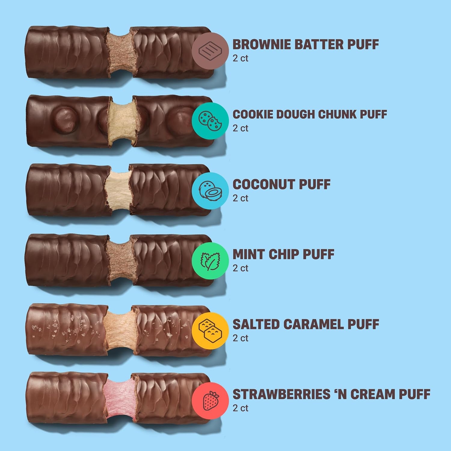 , Puff Protein Bars, Variety Pack, Collagen, On-The-Go Snacks, Breakfast Bar, Mixed Sampler, 12 Pack