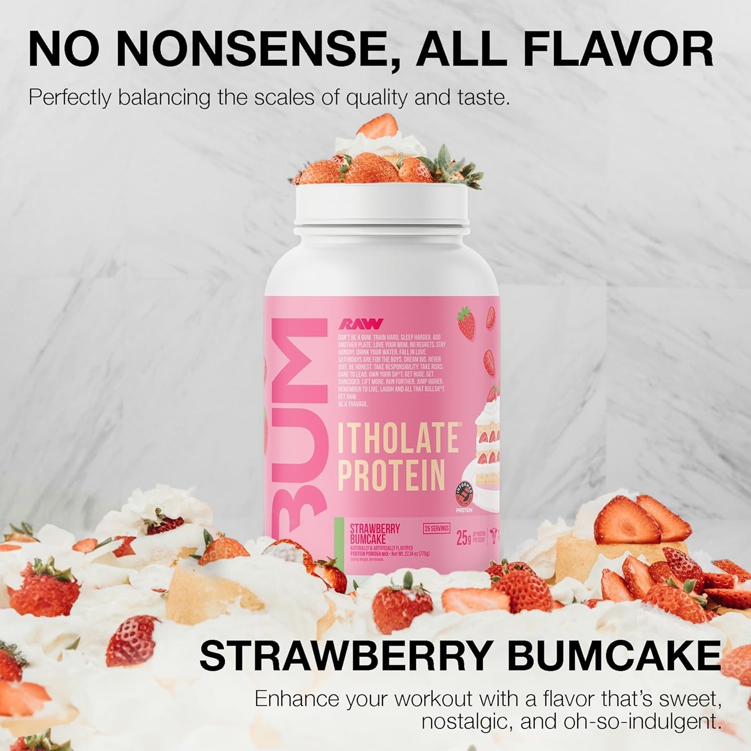 Raw Nutrition Whey Isolate Protein Powder - Strawberry Bumcake (CBUM Itholate Protein)
