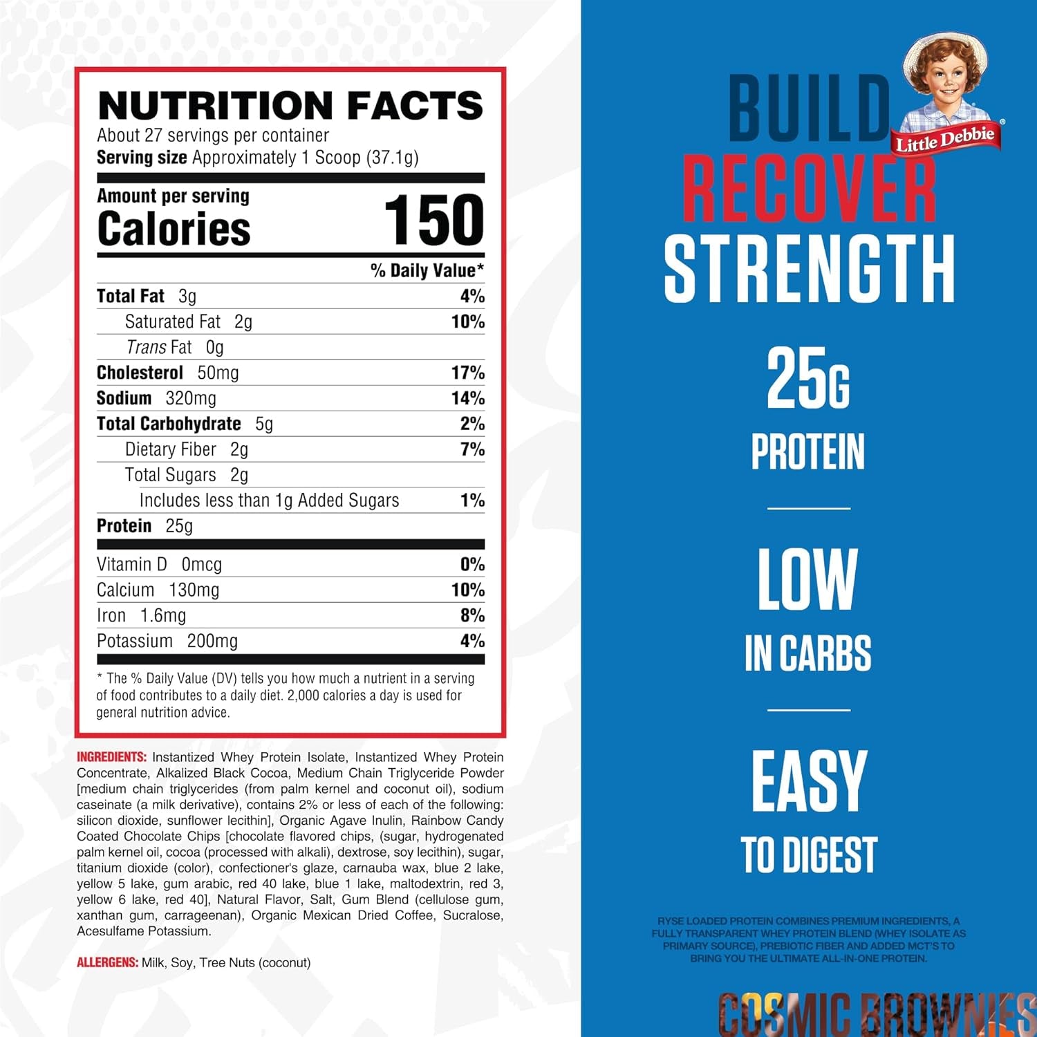 RYSE Loaded Whey Protein Powder - Little Debbie Cosmic Brownie 