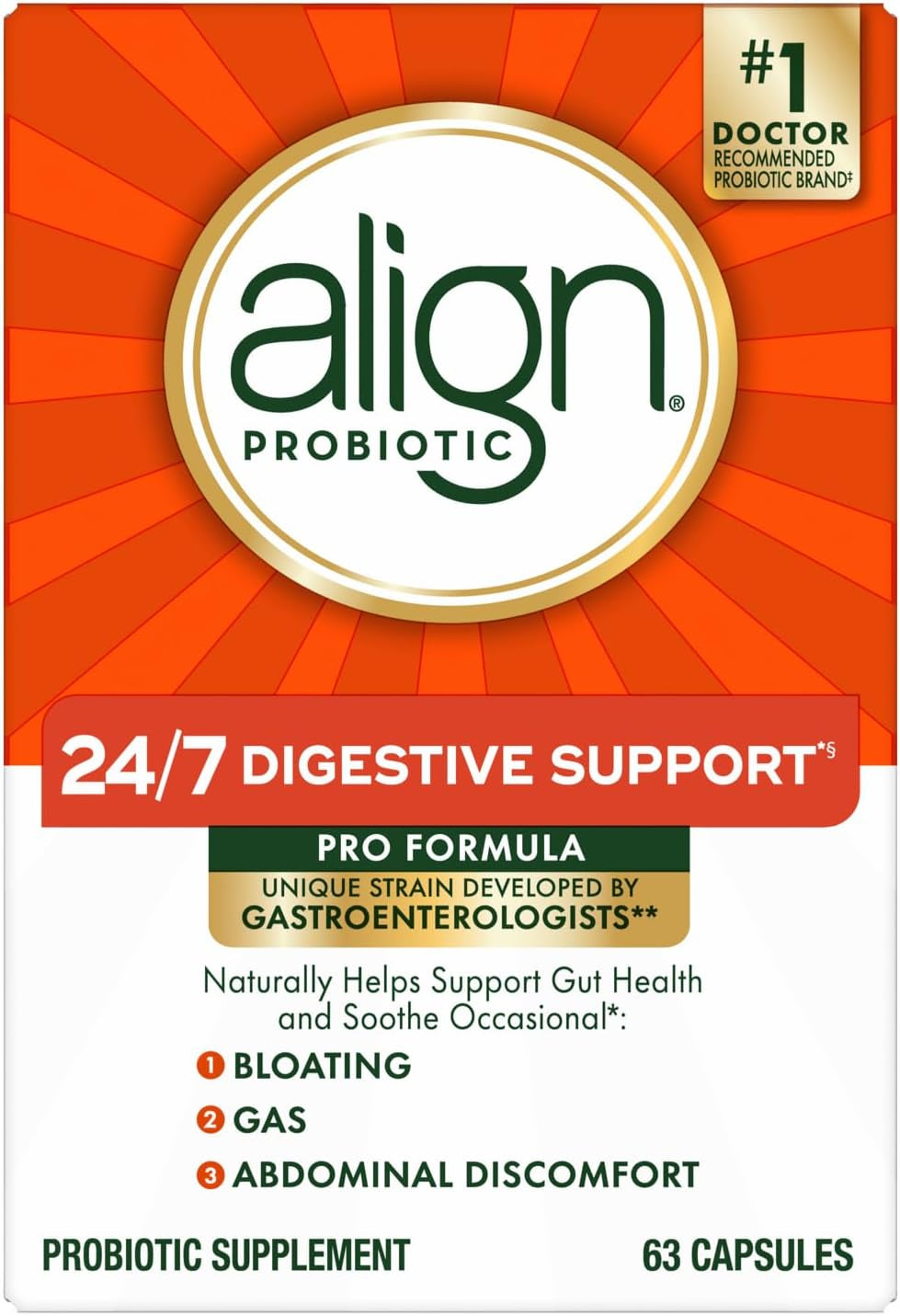 Probiotic, Pro Formula, Probiotics for Women and Men, Daily Probiotic Supplement, Helps Soothe Occasional Bloating & Gas*, #1 Doctor Recommended Brand‡, 63 Capsules (Packaging May Vary)