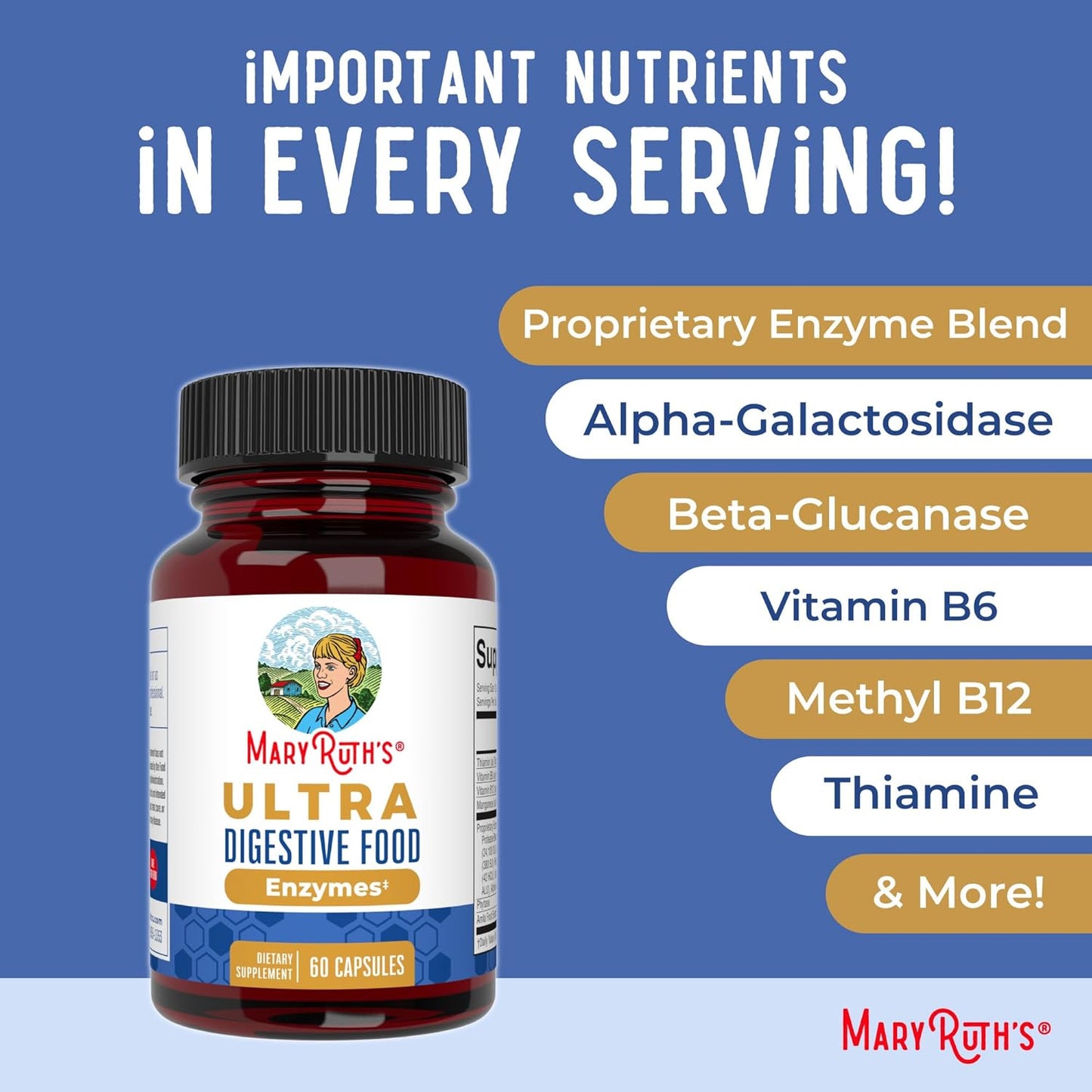 Ultra Digestive Enzymes Capsules | up to 2 Month Supply | Supplement for Gut Health Support | Digestion & Immune Support with Amylase | Lipase & Lactase | Vegan | 60 Count