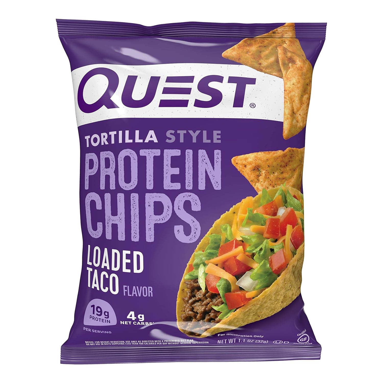 Nutrition Tortilla Style Protein Chips Variety Pack, Chili Lime, Nacho Cheese, Loaded Taco, Low Carb, High Protein, Gluten Free, 1.1 Oz (Pack of 12)