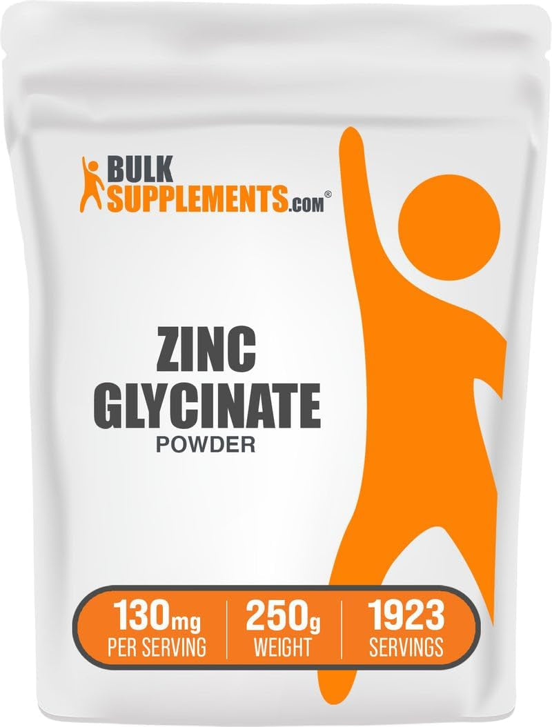 .Com Zinc Glycinate Powder - Zinc Supplement, Mineral Supplement for Immune Support - Gluten Free, 130Mg per Serving, 250G (8.8 Oz) (Pack of 1)