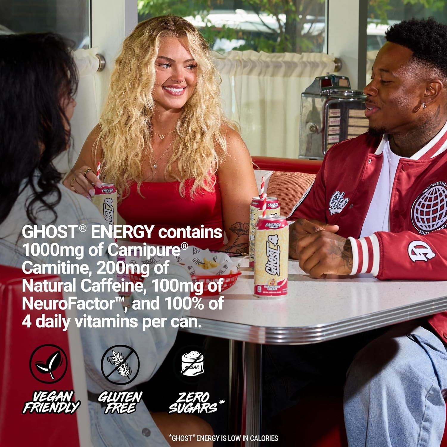 Energy Drink - 12-Pack, Raspberry Cream, 16Oz Cans - Energy & Focus & No Artificial Colors - 200Mg of Natural Caffeine, L-Carnitine & Taurine - Gluten-Free & Vegan