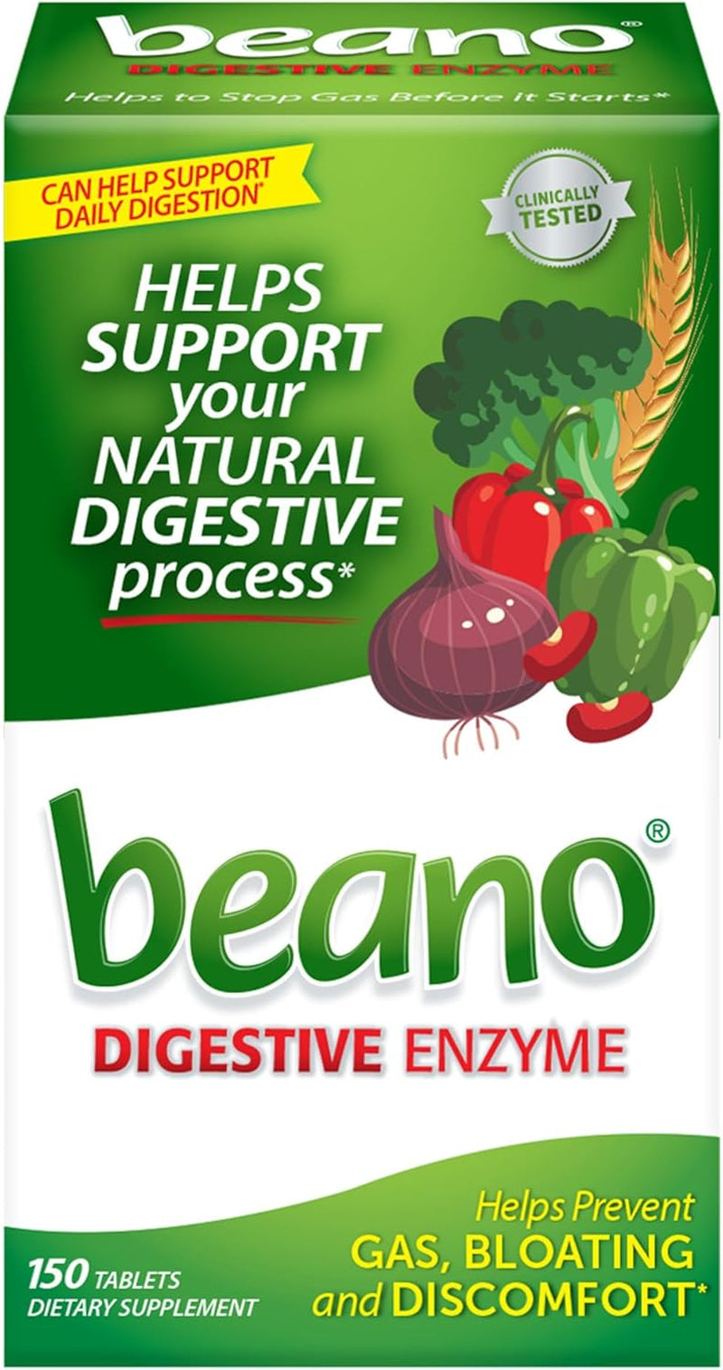 Digestive Enzyme, Preventive Gas Relief for Adults, Helps Prevent Gas & Bloating, 150 Tablets