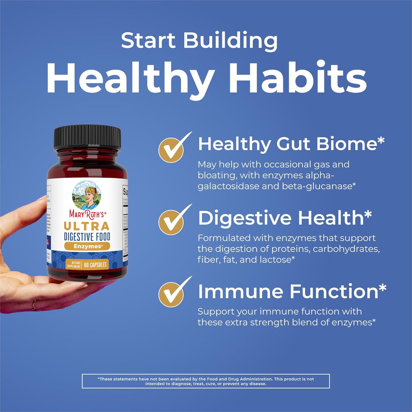Ultra Digestive Enzymes Capsules | up to 2 Month Supply | Supplement for Gut Health Support | Digestion & Immune Support with Amylase | Lipase & Lactase | Vegan | 60 Count