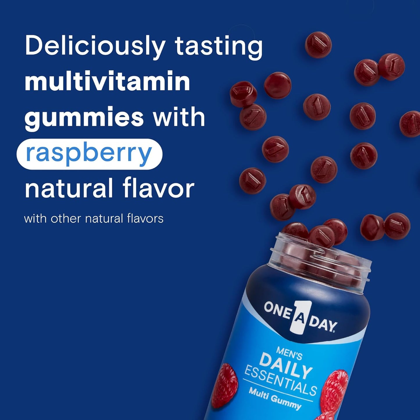 Men’S Daily Essentials Multivitamin Gummies, Multivitamin for Men, Bone Health, Zinc, Raspberry Natural Flavor, 120 Gummies