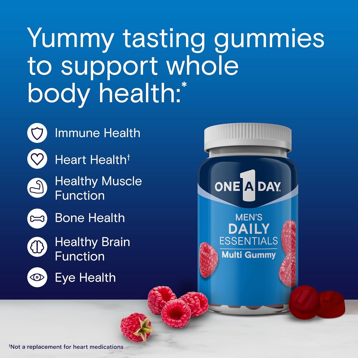 Men’S Daily Essentials Multivitamin Gummies, Multivitamin for Men, Bone Health, Zinc, Raspberry Natural Flavor, 120 Gummies