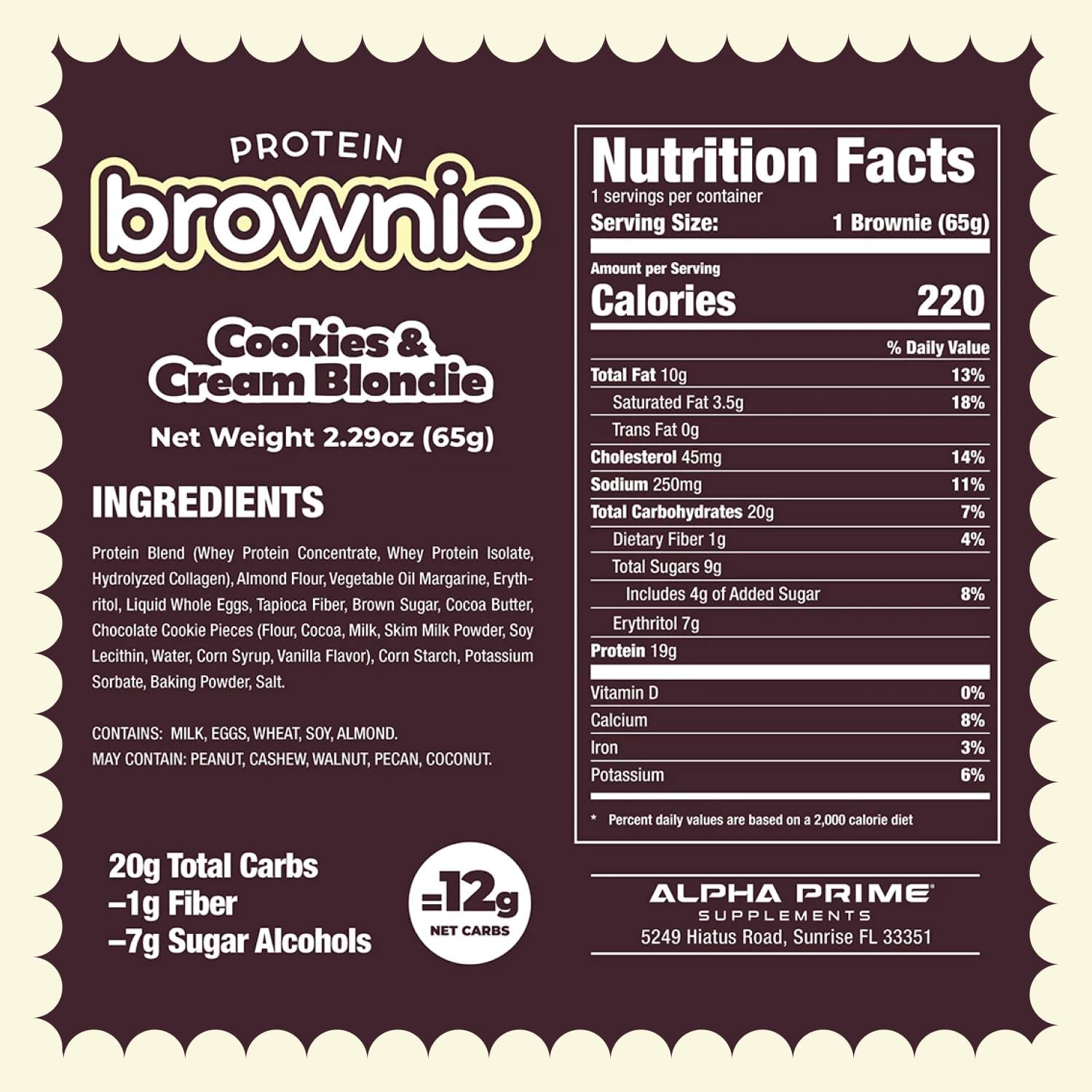 Alpha Prime Bites Protein Brownies - Chocolate Glazed Donut